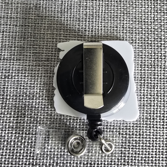 Bossy Leadership Skills Blue Pink Retractable Name Badge ID Reel Holder - Picture 2 of 2